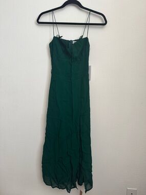 Reformation Emerald Green Spaghetti-Strap Maxi Dress